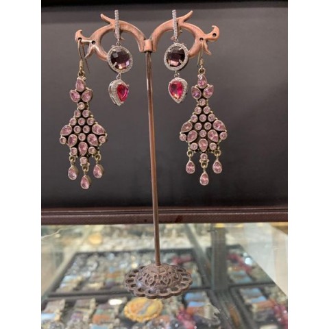 Pink Sapphire Earrings Silver