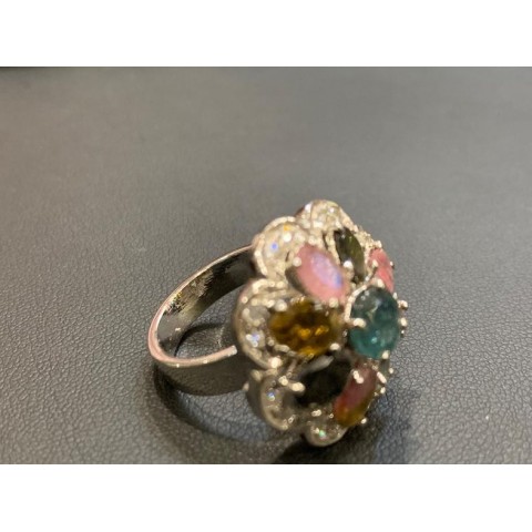 Silver Tourmaline Stone Ring 