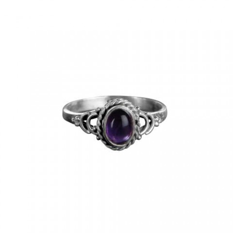 Natural Amethyst Silver Ring 