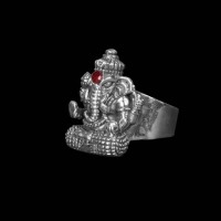  Ganesha Embossed Silver Ring