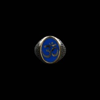 Om Blue Sliver Ring For Men