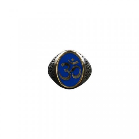 Om Blue Sliver Ring For Men