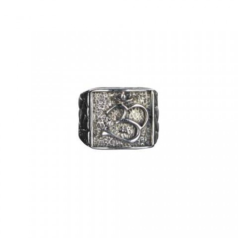 Om Silver Square Ring for Men