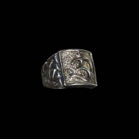 Om Silver Square Ring for Men