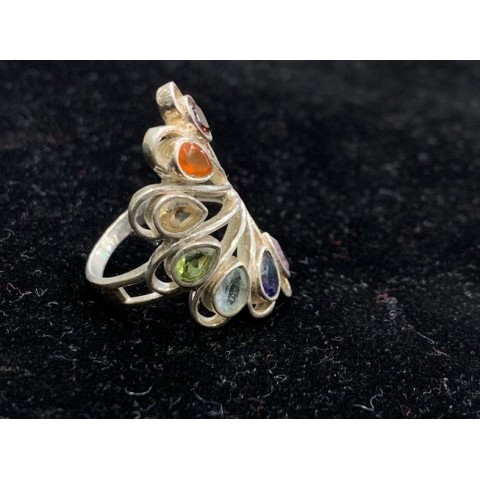 7 Chakra Silver Ring